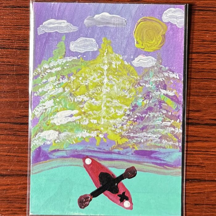 ACEO Original Kayak Among the Trees Acrylic